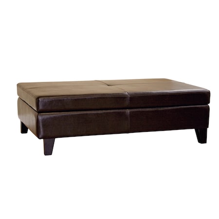Baxton Studio Dark Brown Leather Storage Cocktail Ottoman A-1962